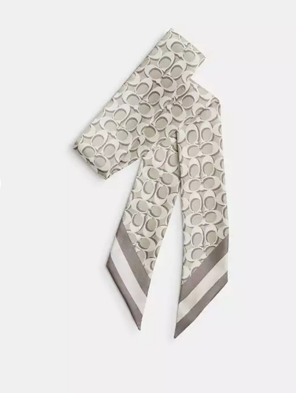 CoachSignature Silk Skinny Scarf in Bone/BNWT